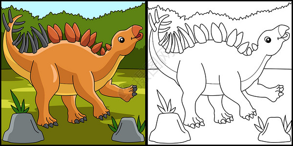 肯特罗古龙体恐龙色说明背景图片