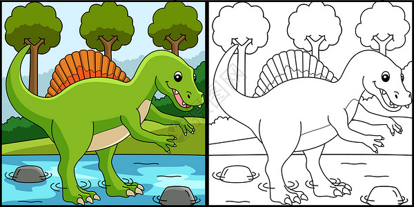 脊柱词龙恐龙色说明背景图片