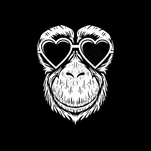 菲律宾眼镜猴Cimpanzee 眼镜矢量插图插画
