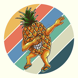 Pineapple 浮夸反向矢量插图插画