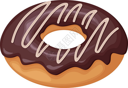 盖浇面油炸圈饼 一个甜甜的甜甜圈浇上巧克力 巧克力甜甜圈 甜点心 在白色背景上孤立的矢量图插画