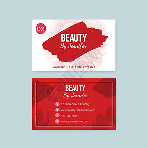 美容模板带有皮肤护理美容概念 水彩色风格的名卡模板广告商业洗剂卡通片温泉卡片营销香水女士刷子插画