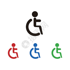 残疾人厕所一套轮椅图标插画