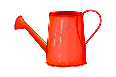 塑料喷水壶红金属浇水罐或锅子 在白色背景中可以隔开插画