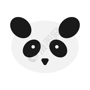 熊猫头白色背景上的 Panda 头矢量图标插画