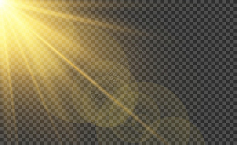 闪光gif阳光逼真的效果 光线或太阳光束 闪亮的魔法日落矢量它制作图案天堂聚光灯火花耀斑星光金子射线晴天星星展示插画