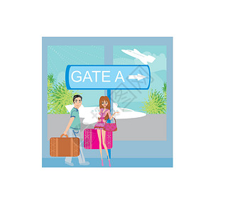 日本机场在机场的一对夫妇设计图片