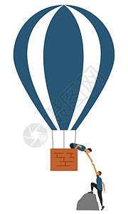 启动开发中崛起的抽象图像 帮助伴侣攀登到气球上升起的篮子里   info whatsthis背景图片