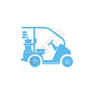 高尔夫车Golf 工具车图标设计概念插图轮胎高尔夫球游戏运动竞赛俱乐部活动闲暇运输机器插画
