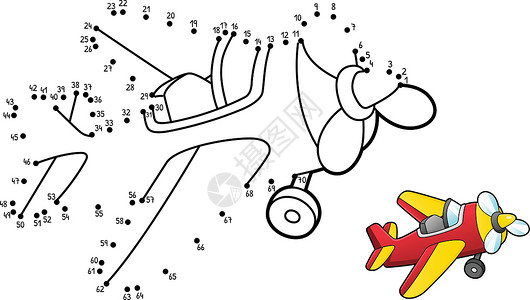 孤立的颜色页面填色航空空气连接儿童飞机孩子们插图活动螺旋桨背景图片