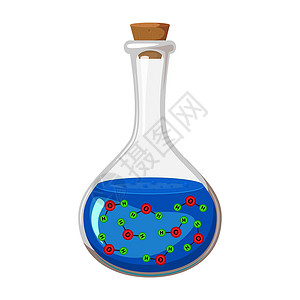 公式素材白底测试管中的H2O分子 水物质图标 白底隔离的矢量插图细胞化学品医疗教育生物学白色实验室原子液体公式插画