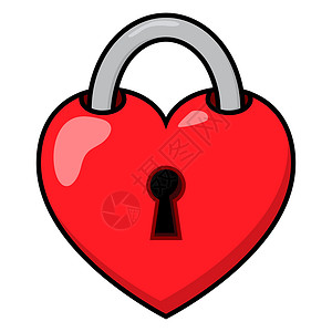 心脏形状锁定图标 在白色背景中孤立的矢量漫画插图背景图片