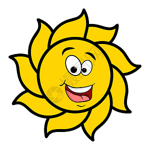 太阳剪贴画以眼睛显示太阳的字符 矢量插图在白色背景中被孤立设计图片