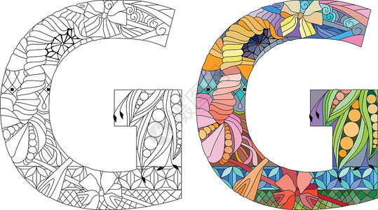 书单推荐用于彩色 雕刻设计 矢量插图 颜色和大纲集的字母 G 单词法插画