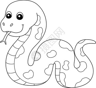 南美响尾蛇为孩子们孤立的“地面颜色上的蛇”页面插画