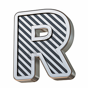不锈钢和黑色条纹 字母 R 3D背景图片