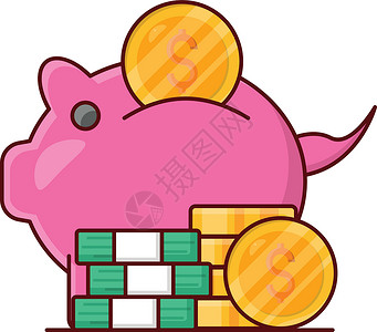 维尼熊和小猪小猪硬币商业库存经济插图金融投资财富家庭盒子设计图片