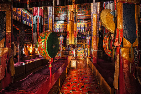 拉达赫藏藏佛教修道院内高清图片