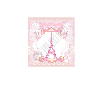水晶塔Eiffel卡 - 装饰粉红色背景设计图片