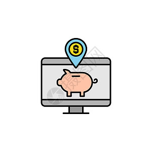 优质猪肉钱 储蓄 监控 猪线图标 金融插图图标的元素 优质图形设计图标 可用于网络 徽标 移动应用程序 UI UX设计图片