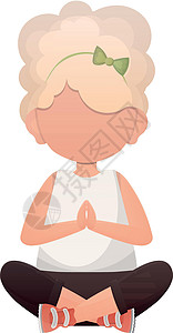 瑜伽背心小姑娘在冥想 孤立于白色背景 矢量插画