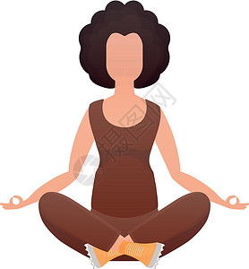 盘腿坐着女人女性冥想 孤立于白色背景 用卡通风格的矢量插图设计图片