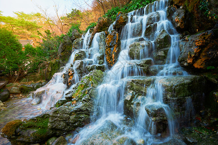 小型瀑水级联风景溪流运动背景图片