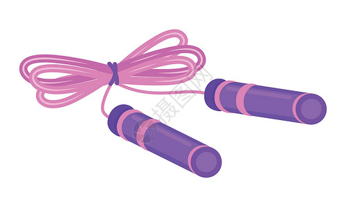 跳绳比赛粉红跳过绳索半平面彩色矢量对象插画