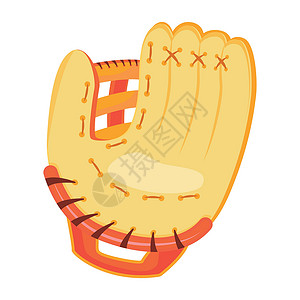棒球团队半平板彩色基球手套插画