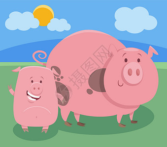 卡通猪养猪场动物 可爱的小小猪仔背景图片