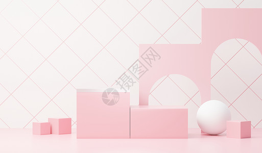 粉色的房间3d 渲染抽象显示平台平台 用于产品展示和广告 简洁设计的最小场景背景 用于模拟的空置基座 具有柔和色彩的空舞台 用于化妆品装饰背景