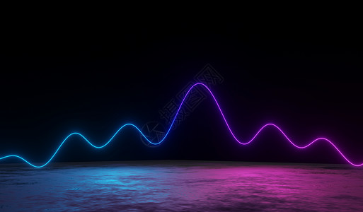 黑暗背景下 RGB 霓虹灯的 3d 渲染 抽象激光线显示在晚上 紫外光谱光束场景冲动游戏脉冲展示韵律音乐海浪蓝色电子产品插图背景图片