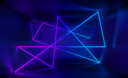 黑暗背景下 RGB 霓虹灯的 3d 渲染 抽象激光线显示在晚上 紫外光谱光束场景音乐电火花力量坡度展示韵律墙纸游戏全景舞蹈背景图片