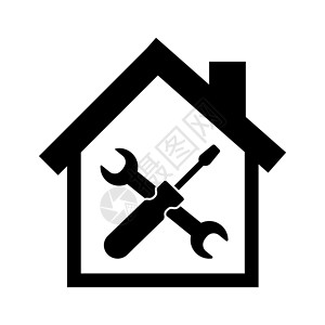 电扳手上门维修图标概念 家庭维修服务图标 房屋修复图标插画