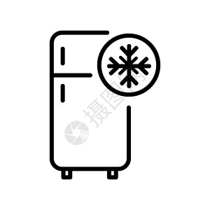 老冰箱冰箱冷图标矢量 填充平面符号 固体象形文字隔离在白色 冰箱和雪花符号 标志插图插画