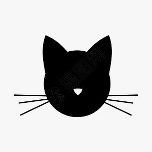 会指挥的猫小黑猫头 猫会面对那个监视你的人 矢量插图设计图片