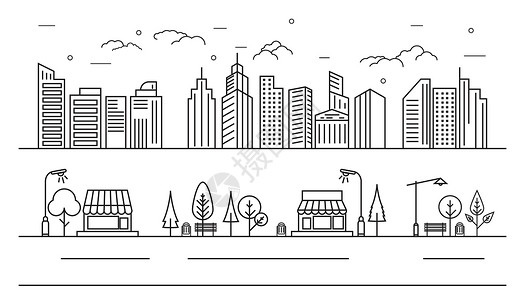 东南亚公园景观市天线公寓设计公司住宅插图地标公园地平线景观摩天大楼全景城市设计图片