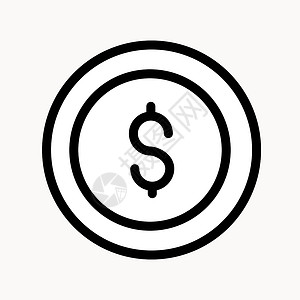 钱纹货币向量图标 白色背景上的纹带向量插图插画