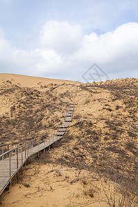 楼梯升起到沙沙沙丘 爬上沙漠的顶端全景荒野砂岩天空国家地形晴天干旱旅行自然保护区背景