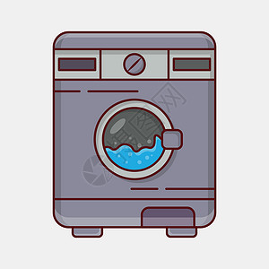机加工洗涤家务服务洗衣店插图机器洗涤剂电子衣服垫圈家庭插画