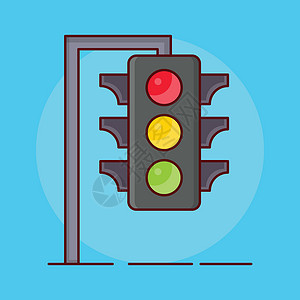 交通控制插图红色警告安全绿色运输街道红绿灯信号插画
