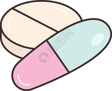 粉色药丸药丸药品插图黑色药店药物化学药剂剂量胶囊抗生素插画