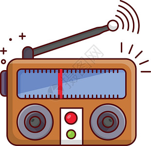 无线电电台体积互联网车站电气扬声器按钮天线播送插图技术背景图片