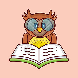 读书的猫头鹰猫头鹰书阅读艺术标识大学插图教育学校动物卡通片学生吉祥物设计图片