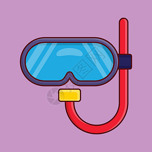 PVC管子浮潜旅行运动冒险眼镜卡通片想像力海洋游泳海滩潜水插画