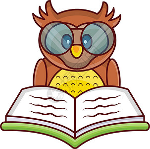 读书的猫头鹰猫头鹰书阅读标识插图艺术智慧动物卡通片学生大学学校教育设计图片