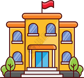 抹大拉学院学校建造教育横幅插图城市建筑机构学院房子大学插画