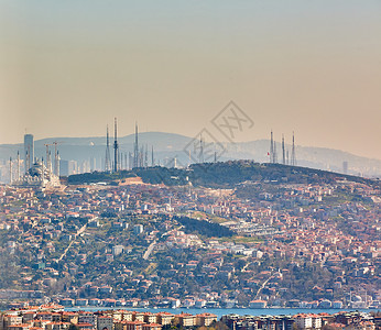 伊斯坦布尔亚洲部分 乌斯库达尔海岸 空中观察旅行海洋旅游巡航景观游客支撑建筑学喇叭港口背景