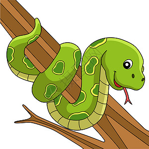 各种蛇类带有彩色剪贴板的蛇类动物漫画说明插画