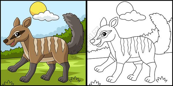 基尔蒂布尔Numbat 动物着色页面彩色说明插画